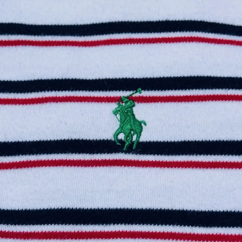 Polo Ralph Lauren Shirt Mens Size L Striped Polo Red White Blue Green Pony